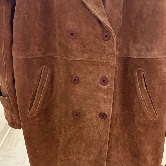 Brown Suede Double-Breasted Men’s  Coat Size M - Picture 4 of 14